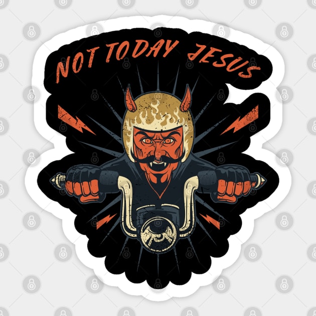 Not Today Jesus Funny Satanic Atheist Black Goth Meme Gift Sticker by grendelfly73